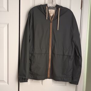 Weatherproof Vintage Charcoal Hooded Windbreaker with Tan Accents Size S.